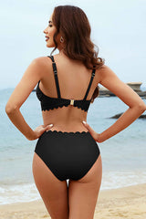 V Neck Bikini Set High Waist Two Piece Bathing Suit