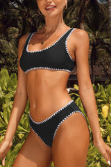 Womens Crop Top High Cut Two Piece Swimsuit Sets