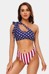 One Shoulder Sexy Bowknot Halter Bikini Swimsuit