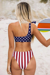 One Shoulder Sexy Bowknot Halter Bikini Swimsuit