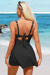 Scalloped Swim Dress Tie Knot Skirt Bathing Suit