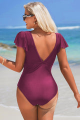Ruffle U Neck Ruched Tummy Control Bathing Suits