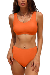 Scalloped Retro Square Neck Modest Bikini Set