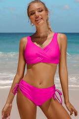Twist Cross Straps Drawstring Bikini
